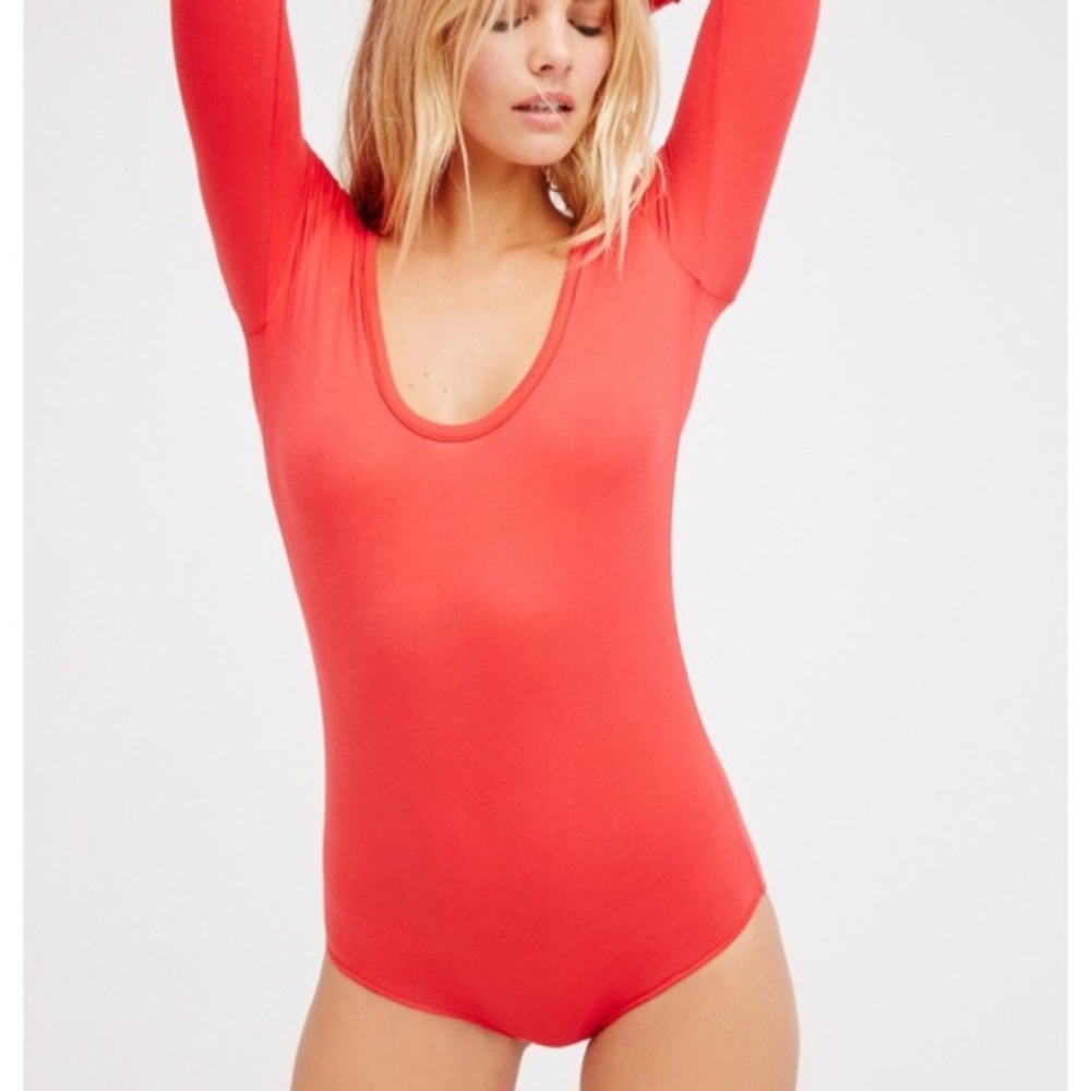 Free People NWT Easy Peasy Bodysuit Red size L